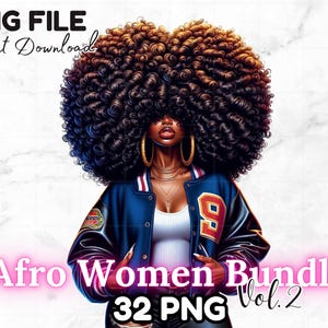 32 Big Afro Black Women Png Bundle Vol 2 Black Girl With Afro Clipart Big Hair Melanin Queen Black Girl Magic Sublimation Digital Download