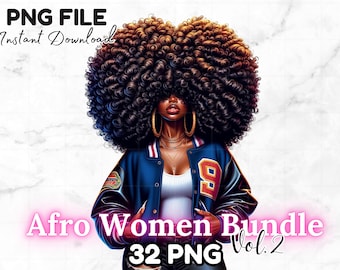 32 Große Afro Schwarze Frauen Png Bündel Vol 2 Schwarzes Mädchen Mit Afro Clipart Großes Haar Melanin Königin Schwarze Mädchen Magie Sublimation Digitaler Download
