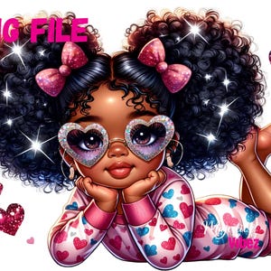 Linda niña negra Clipart Pequeña niña negra PNG usando pijamas Niña negra PNG Moda png Mamá clip art Sublimación afroamericana