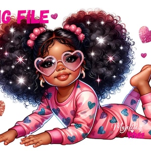 Schattig Afro Latina meisje clipart Spaans meisje PNG Spaans jong meisje PNG voor dochter clip art Black Little Girl sublimatie