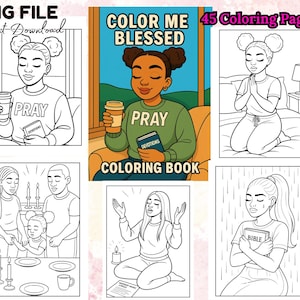 45 Black Girl Prayer Coloring Book Color Me Blessed for Women and Teens Bold Devotional Faith Coloring Pages Bundle Digital Download