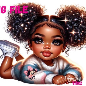 Schattig Afro Latina meisje PNG zwart meisje clipart zwarte peuter illustraties jong meisje PNG Spaans Hispanic Afro-Amerikaanse sublimatie