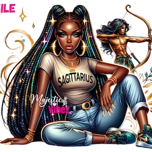 Schütze Mädchen Clip art Schütze Bogenschütze PNG Schütze Sternzeichen Urban hip hop PNG Mode Mädchen Clipart Afroamerikaner Melanin Magie