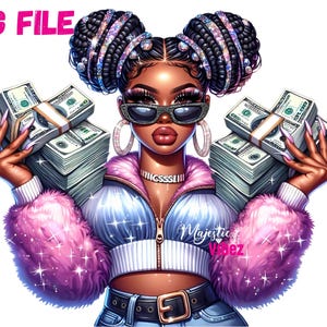 Ragazza con soldi PNG Ragazza nera Clipart Donna con Ottieni soldi Clip art Ottenere soldi citazioni Ispirazione per i soldi Sublimazione