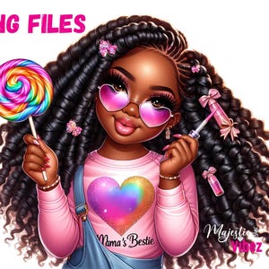 Niña negra Clipart Mama's Bestie PNG Niña negra PNG Niña negra Candyland Clipart Mamá clip art Sublimación afroamericana