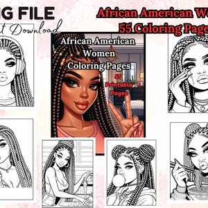 61 Black Women Coloring Pages Urban Black Girl Easy Coloring Pages Adult Teen Coloring Book Printable Files Instant Digital Download