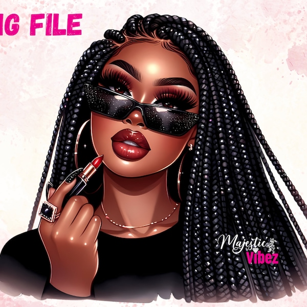 Beautiful Black Woman Clipart Red Lipstick PNG Money Clipart Afro Black Girl Clipart Girl Power Love Self Png Planner Girl Sublimation