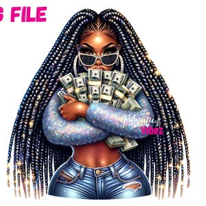 Ragazza con pile di soldi PNG Ragazza nera drogata Clipart Donna truffatrice Png Ottieni soldi Clip art Ottenere soldi citazioni Ispirazione per i soldi Sublimazione