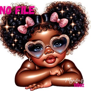 Schattige zwarte babymeisje PNG zwart meisje clipart zwarte peuter illustraties jong meisje PNG voor dochter clip art Afro-Amerikaanse sublimatie