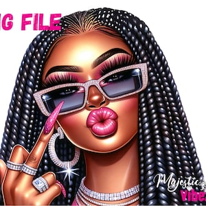 Zwart meisje middelvinger clipart mooi Latina meisje PNG clipart Afro Black Girl clipart Girl Power liefde zelf PNG planner meisje sublimatie