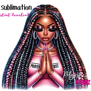 Chica de oración negra png orando Clipart Benditas manos orando Afroamericano Melanin Afro Reina Negro Cristiano Pegatinas Biblia Urbano png