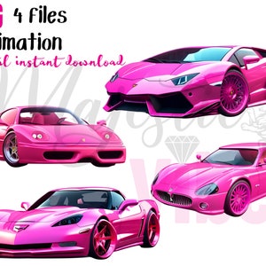 Roze luxe auto clip art Meisjesauto's png roze snelle auto's clipart