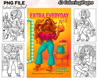 43 schwarze Mädchen Malseiten Vol.2 Haltung Mode-Stil freche Frauen Instant Download druckbare Teenager Erwachsene Malbuch