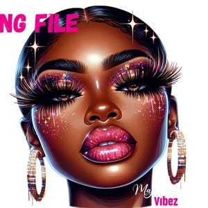 Mulher Negra Rosto PNG Linda Mulher Olhos ClipArt Elegante Afro Menina Negra PNG Afro Queen Art Fashion Girl Melanina Sublimação Mágica