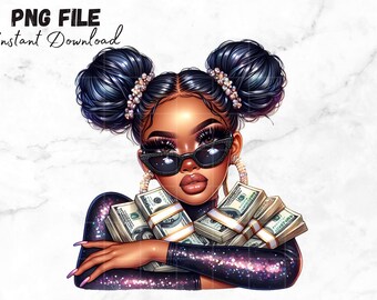 Girl Holding Money Stacks PNG Black dope girl Clipart Hustler Woman Png Get Money Clipart Getting money quotes Money inspiration Sublimation