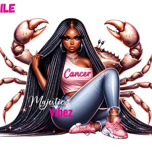 Krebs Sternzeichen Mädchen Clip Art Krebs Krabbe PNG Krebs Sternzeichen Urban hip hop PNG Mode Mädchen Clipart African American Girl Melanin Magie
