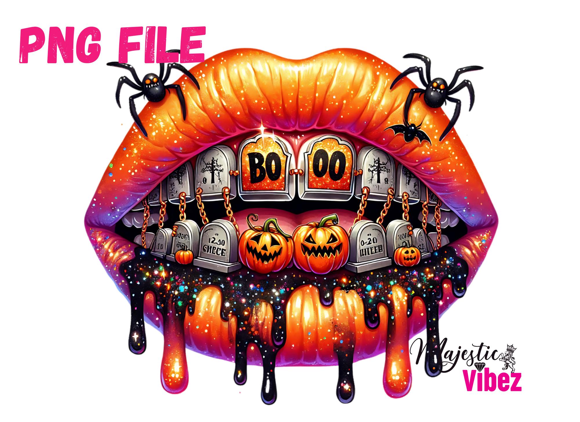 Halloween Lips Png Spooky Lips Clip Art Scary Spider Pumpkins Fall Boo Season Sublimation Skeleton Halloween Vibes Witch Digital Download