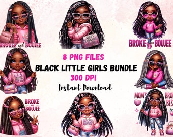 Black little girl Clipart Bundle Black girl PNG Black young girl Toddler PNG Clipart Funny Quote Png Trendy png Mom clip art