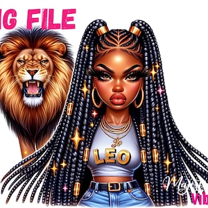 Leo Girl Clip art Segno zodiacale Leone PNG Leone Leone Zodiaco Urbano hip hop PNG Moda ragazza Clipart Ragazza afro-americana Melanina Magia