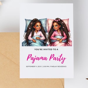 Pajama Party Clipart Bundle Sleepover Clipart Little Black Girl Slumber ...