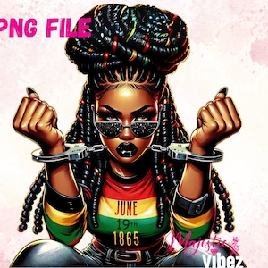 Juneteenth Black Girl PNG Juneteenth Clipart June XIX 1865 PNG Afro Queen Melanin Magic Black Women Empowerment Mese della storia nera