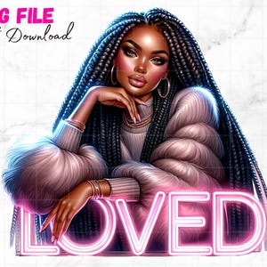 Adorei PNG Garota Negra Com Tranças Clipart Lindas Mulheres Melanina Rainha Afro Americana Bastante Fé Digital Download Sublimação