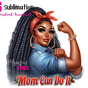 La fête des mères PNG Noir Super maman clipart PNG forte Pour maman Afro queen Femmes afro-américaines Fille noire Magic Melanin Urban Girl PNG