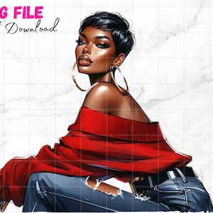 Lindas Mulheres Negras Png Garota Negra Com Pixie Clipart Elegante Rainha Melanina Garota Negra Sentada Moda Garota Sublimação Download Digital
