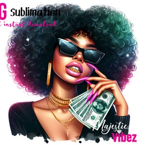Ragazza con grillz PNG Clipart capo ragazza Ragazza con soldi PNG Donne afroamericane Ragazza nera Magic Melanin Urban Boujie PNG
