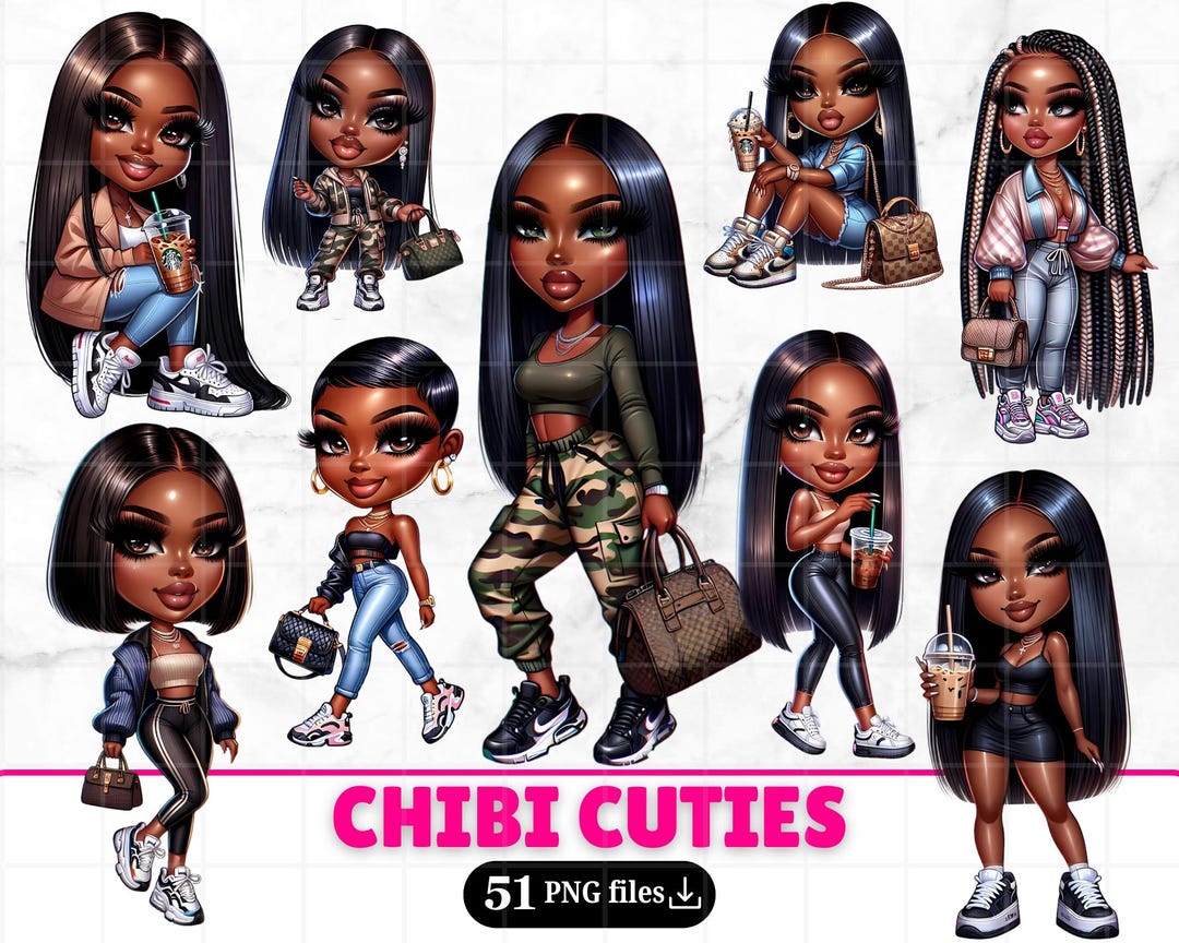 51 Black Chibi Girl Clipart Black Girl Png Black Chibi Women Black ...