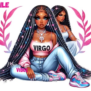 Vergine ragazza Clip art Vergine vergine Segno zodiacale PNG Astrologia vergine Urbano hip hop PNG Moda ragazza Clipart Ragazza afro-americana Melanina Magia