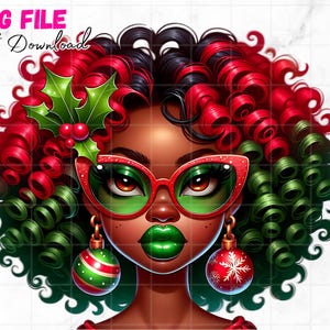 Noël original fille noire Png vacances Clipart hiver fille noire Illustrations fantaisistes Jolly Sublimation téléchargement numérique