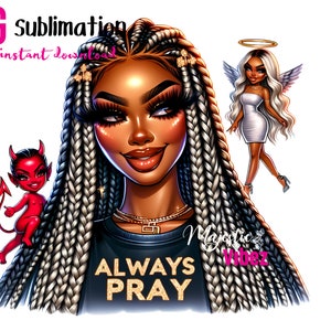 Chica negra Clipart Ángeles y demonios Clip art Siempre orar cita Fe Afroamericano