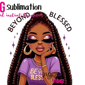 Darüber hinaus gesegnet Clip art Schwarzes Mädchen mit lila Schwarz christliche PNG Afroamerikaner Melanin Magie Afro Königin PNG Für Planer Becher