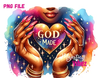 God Made png Blessed black girl png Black girl Prayer Clipart  African american Melanin Afro Queen Black Christian Stickers Bible Urban Gold