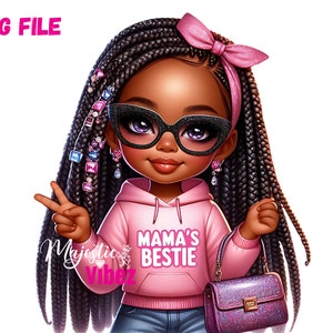 Schwarzes kleines Mädchen Clipart Mamas Bestie PNG Schwarzes junges Mädchen Kleinkind PNG Clipart Mama Clip Art Afro kleines schwarzes Mädchen Sublimation