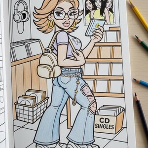 40 Y2K Coloring Pages PNG Bundle Black Girl 2000s Fashion Line Art Digital Download for Teens and Adults Aesthetic Nostalgia Book 90's Baby image 7