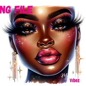 Mulher Negra Rosto PNG Linda Mulher Olhos ClipArt Afro Menina Negra PNG Afro Queen Art Fashion Girl Melanina Sublimação Mágica
