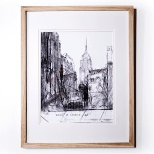 NYC ART Bryant Park Urban Sketch Art Print – New York City Skyline Drawing, Location Wall Art, Urban Home Decor, Best Gift, 8.5x11 Print&quot;