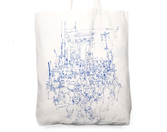 Climate Strike Protest NYC Tote Bag featuring hand illustration by BangTheArtist.