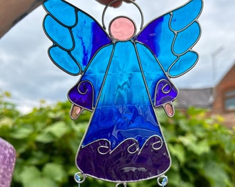 Blau bunter Engel Suncatcher Fensterschmuck