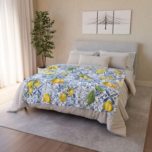 Blaue Zitrone griechische Decke - weicher Polyester-Überzug im mediterranen Stil Bild 6