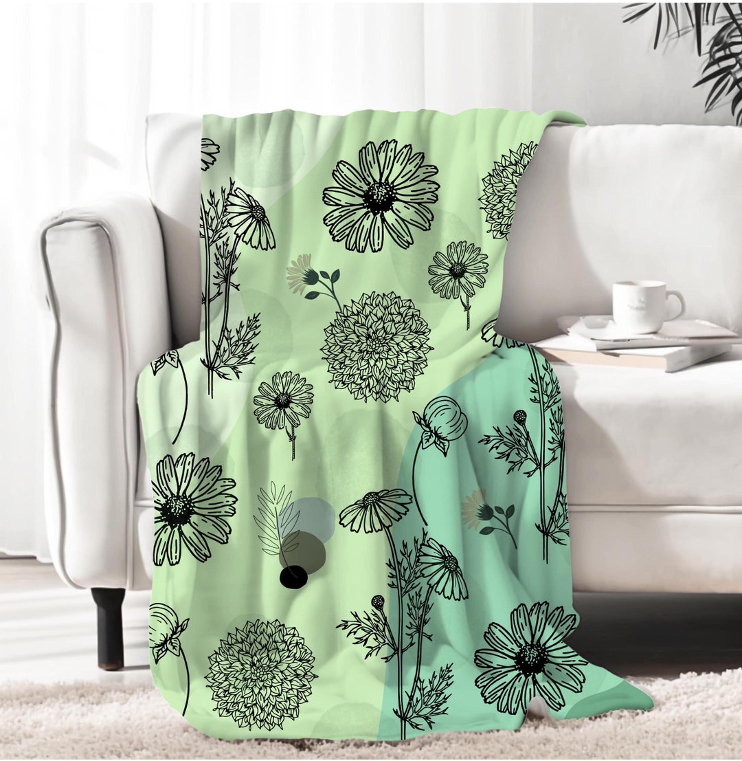 Grey Floral - Sustainably Made Throw Blanket main image 1