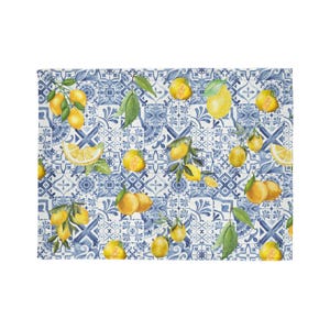 Blaue Zitrone griechische Decke - weicher Polyester-Überzug im mediterranen Stil Bild 8