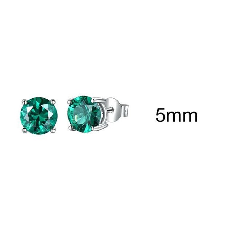 UMCHO Solid Real 925 Sterling Silver Jewelry Created Sky Blue Topaz Stud Earrings