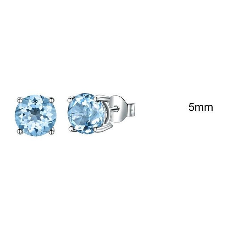 UMCHO Solid Real 925 Sterling Silver Jewelry Created Sky Blue Topaz Stud Earrings