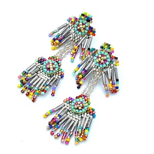Dangle earrings, beaded earrings, Miyuki beaded woven earrings