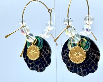 Hoop earrings with rock crystals