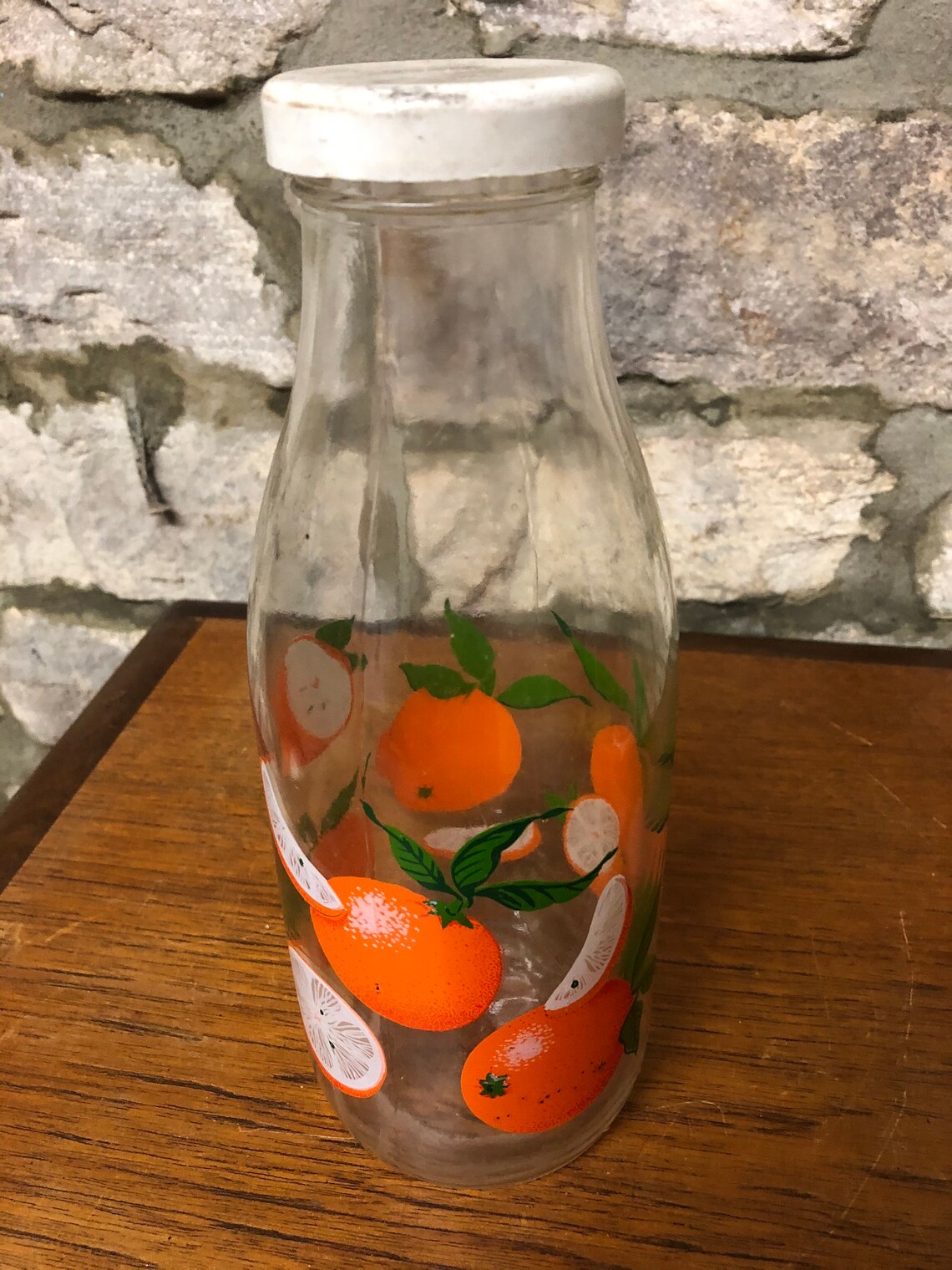 Pair of glass Orange Juice bottles Etsy