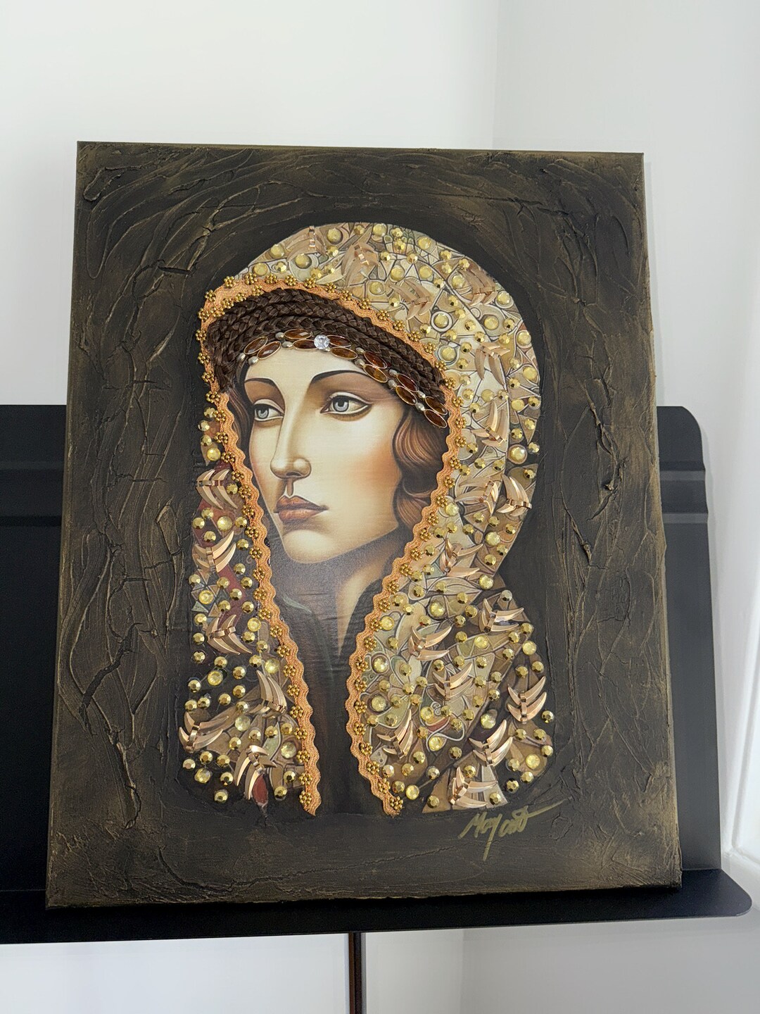 20x16 Mixed Media Art, Mixed Print Art, Portrait of Woman, Modern Art